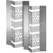Two Rosseto stainless steel riser stands with cut out designs.
