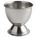 A silver stainless steel Thunder Group egg cup with a base.