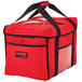 A red Cambro insulated sandwich GoBag with black straps.
