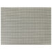 A close-up of a dove gray woven vinyl placemat with a grid pattern.