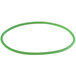 A green rubber belt with oval shapes on a white background.