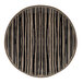 A tan stoneware salad plate with a black and white striped surface.