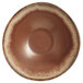 A brown porcelain bowl with a brown rim and white center.