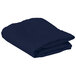 A folded navy blue rectangular Intedge table cover.