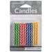 A pack of Creative Converting assorted primary color spiral birthday candles with striped designs.