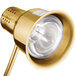 A gold Avantco heat lamp with a white light bulb.