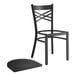 A Lancaster Table & Seating black cross back chair with a black wood seat on a white background.