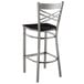 Lancaster Table & Seating Clear Coat Steel Cross Back Bar Height Chair with Black Wood Seat - Detached Seat Main Thumbnail 3