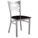 Lancaster Table & Seating Clear Coat Steel Cross Back Chair with Black Wood Seat - Detached Seat Main Thumbnail 3