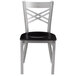 Lancaster Table & Seating Clear Coat Steel Cross Back Chair with Black Wood Seat - Detached Seat Main Thumbnail 6
