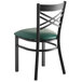 Lancaster Table & Seating Black Finish Cross Back Chair with 2 1/2" Green Vinyl Padded Seat Main Thumbnail 3