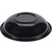 A black Sabert shallow round bowl with a black plastic lid.