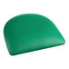 A green vinyl padded seat cushion for a metal chair frame.