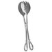 Stainless steel salad tongs with a silver fork and spoon handle.
