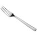 A close-up of a Reserve by Libbey Santorini Satin stainless steel dinner fork with a silver handle.