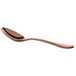 A close-up of a Libbey Santa Cruz copper demitasse spoon with a rose gold handle.