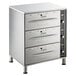 A stainless steel ServIt triple freestanding drawer warmer.