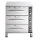 A ServIt stainless steel freestanding triple drawer warmer.