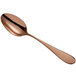 A close-up of a Reserve by Libbey Santa Cruz 18/10 teaspoon with a copper handle.