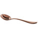 A close-up of a Reserve by Libbey Santa Cruz copper bouillon spoon with a curved handle.