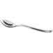 A Reserve by Libbey stainless steel bouillon spoon with a silver satin handle.