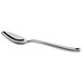 A silver Reserve by Libbey Santorini Mirror stainless steel dinner spoon with a long handle.