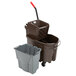 A Rubbermaid brown and gray mop bucket with a plastic dirty water bucket.