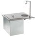 A stainless steel rectangular Delfield water station with a lid and a faucet over ice storage.