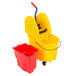 A yellow Rubbermaid WaveBrake mop bucket with a handle.