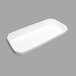 A white rectangular Delfin acrylic bowl with cut corners and a handle.