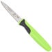 A Mercer Culinary Millennia paring knife with a green handle.