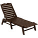 A brown POLYWOOD Nautical adjustable chaise lounge chair.
