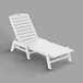 A white POLYWOOD Nautical chaise with slats on a grey surface.