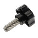 An Avantco hand screw with black and silver parts and a black knob.