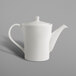 A white teapot lid with a handle.