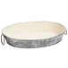 A GET oval galvanized metal tray with handles.
