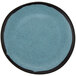 A close-up of a GET Matte Speckled Grayish Blue Melamine Bread Plate with a blue speckled surface.