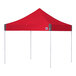 A red E-Z Up canopy with white poles.