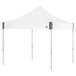 A white tent with clear aluminum poles and a white canopy.