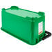 A green plastic container with a black handle.