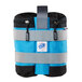 A close up of a blue and black E-Z Up Splash weight bag with a zipper.