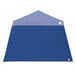 A blue E-Z Up tent sidewall with a white patch.