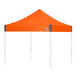 An orange E-Z Up canopy with a white steel frame.