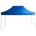 A blue Backyard Pro canopy tent with poles.