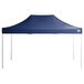 A navy blue canopy tent with poles.
