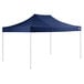 A navy blue canopy tent with white poles.