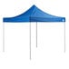 A blue tent with white poles.