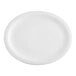 An Acopa bright white stoneware platter with a narrow white rim.