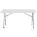 A gray NPS rectangular plastic folding table with metal legs.