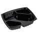 Dart B30DX3 ClearPac 30 oz. Black Rectangular 3 Diagonal Compartment Plastic Container - 252/Case Main Thumbnail 2